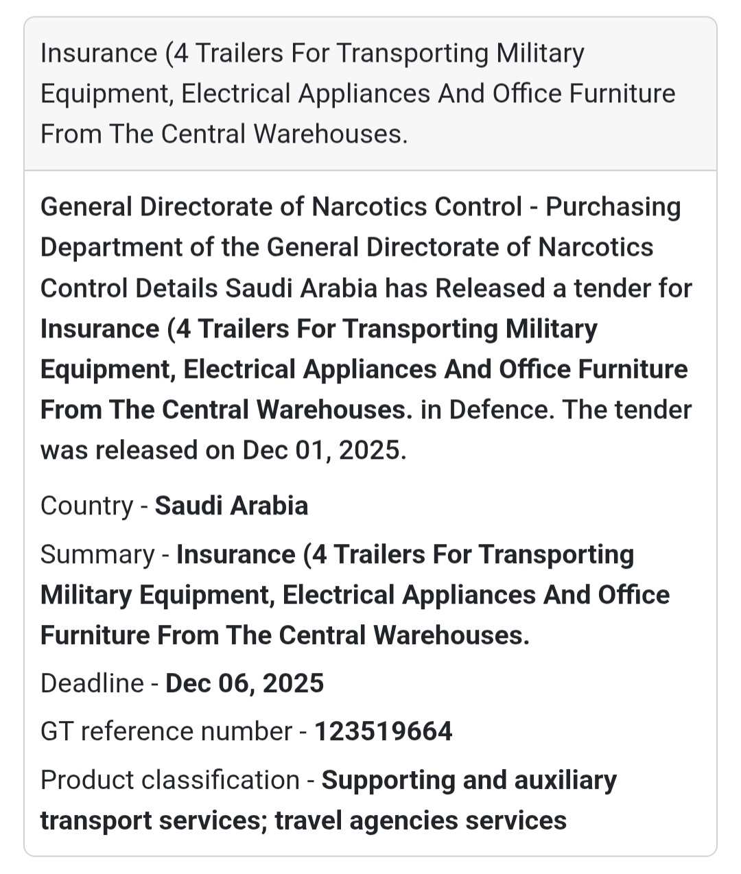 🚚 New Tender Alert – Saudi Arabia 🇸🇦