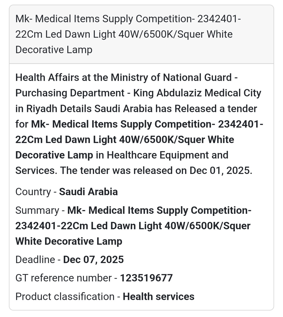 🚨 New Tender Alert – Saudi Arabia 🇸🇦