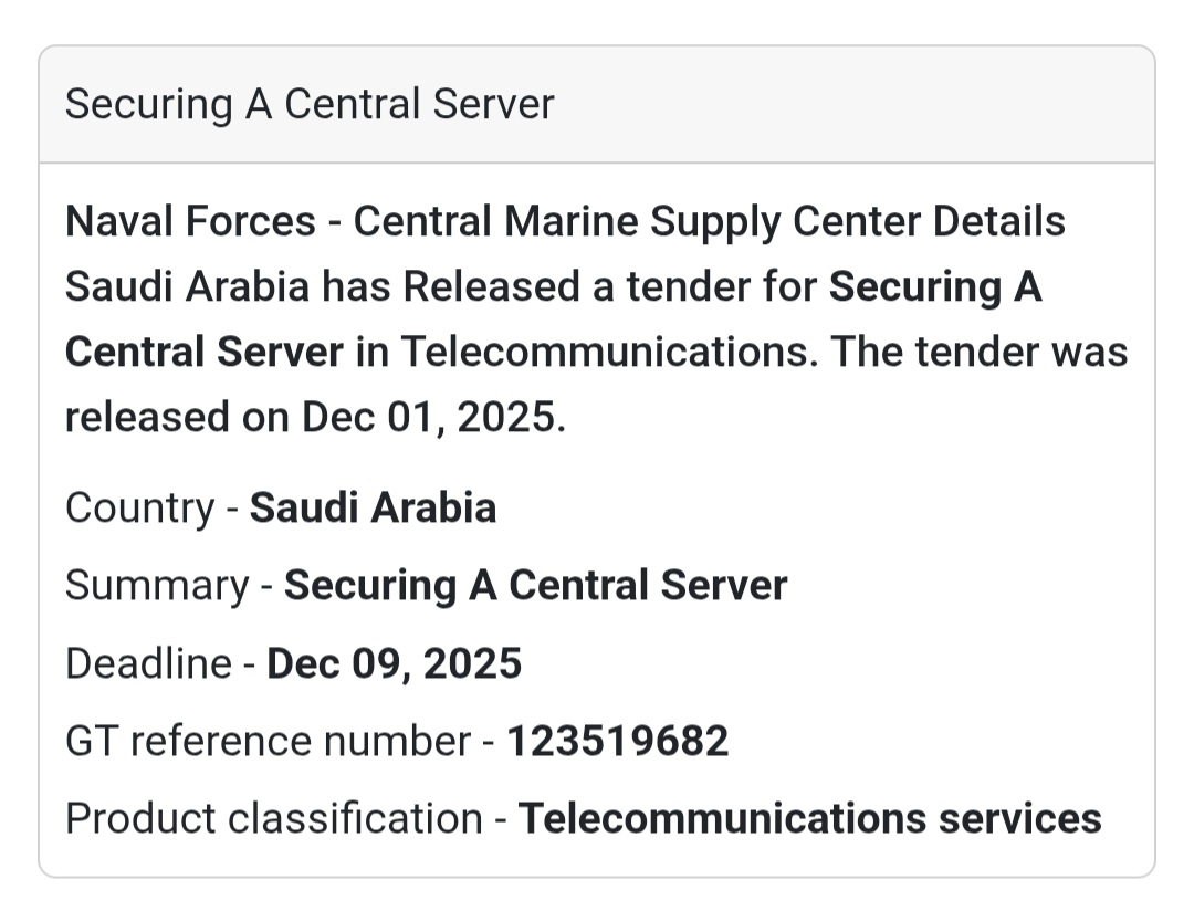 🛡️ New Tender Alert – Saudi Arabia 🇸🇦