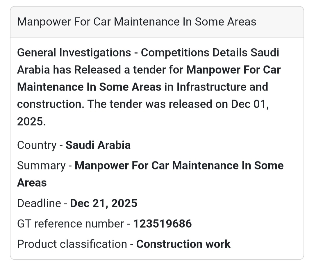 🚨 New Tender Alert – Saudi Arabia 🇸🇦