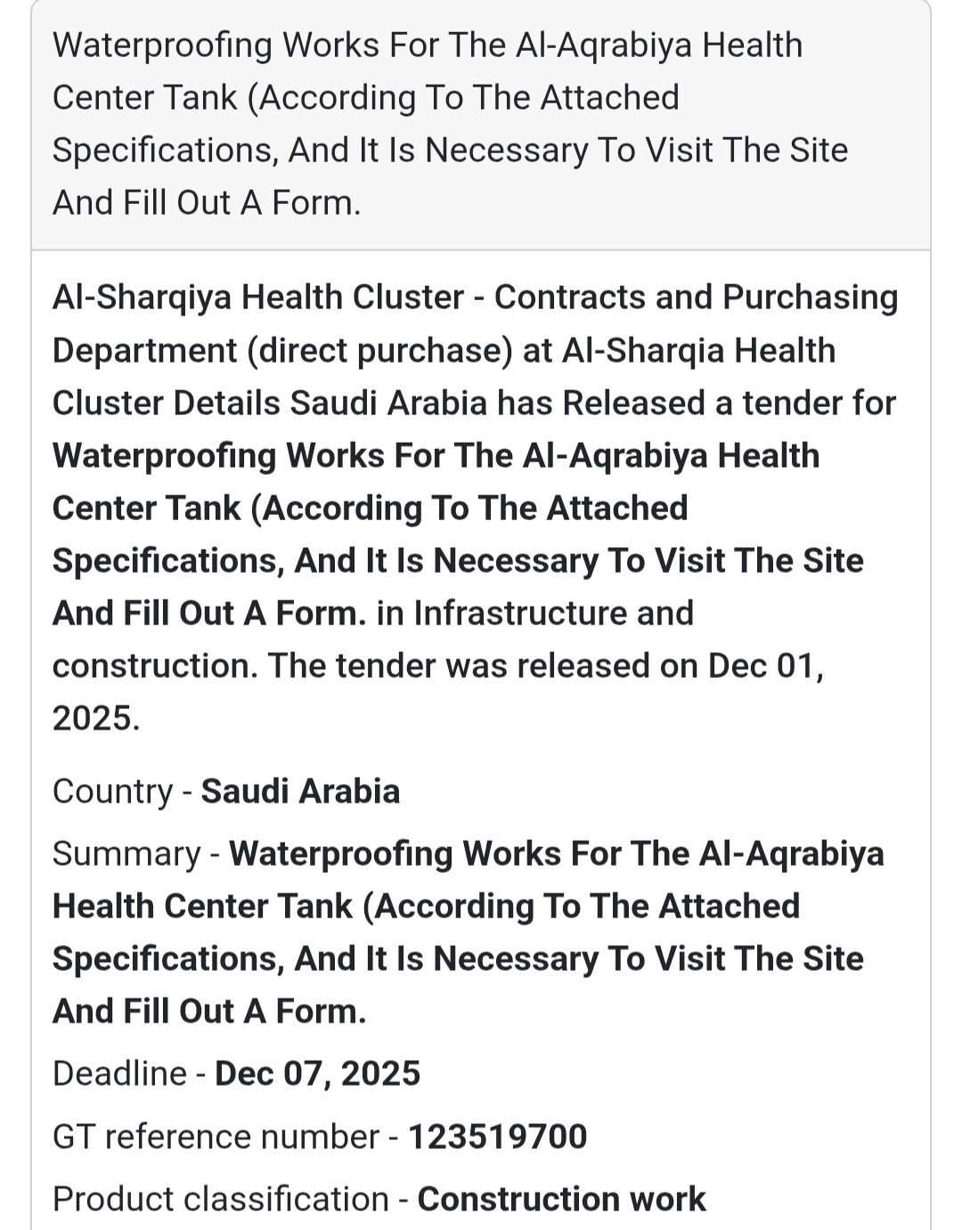 🚨 New Tender Alert – Saudi Arabia 🇸🇦