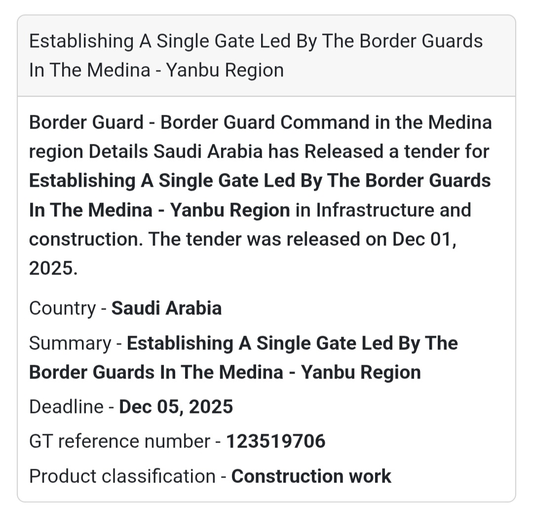 🚨 New Tender Alert – Saudi Arabia 🇸🇦