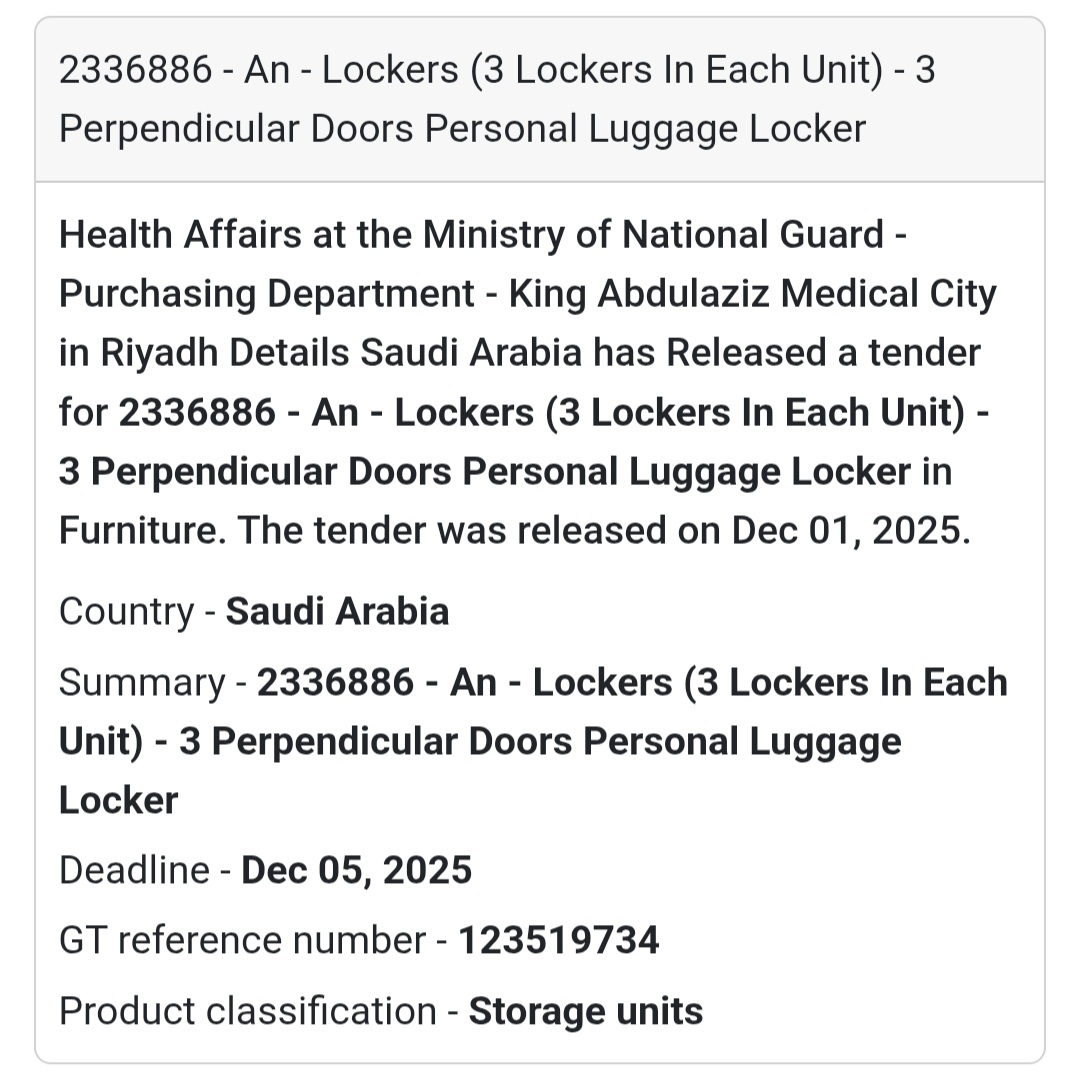 🚨 New Tender Alert – Saudi Arabia 🇸🇦