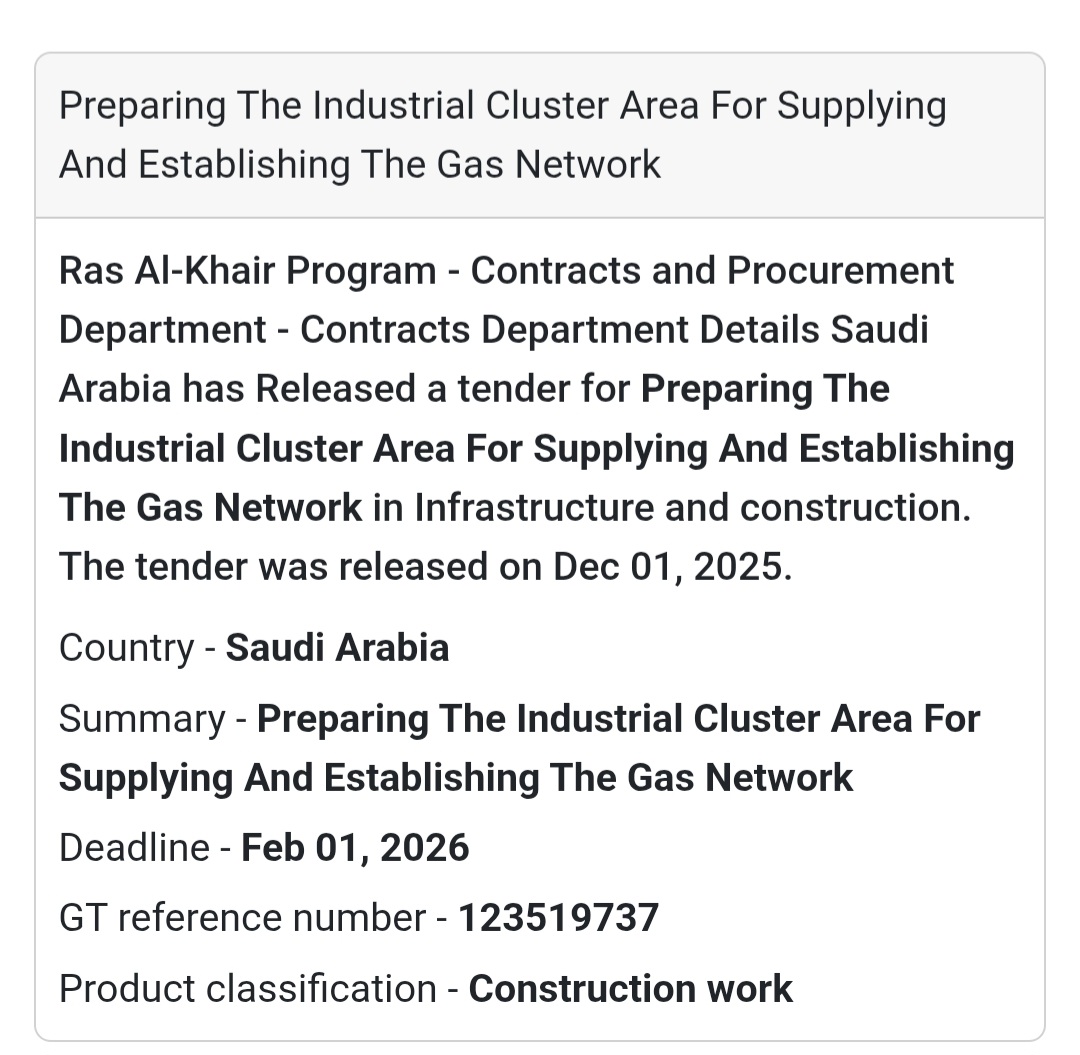 🚨 New Tender Alert – Saudi Arabia 🇸🇦