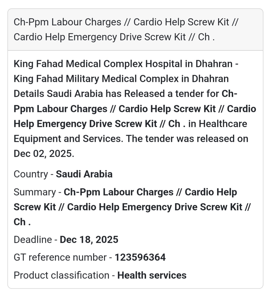 🚨 New Tender Alert – Saudi Arabia 🇸🇦