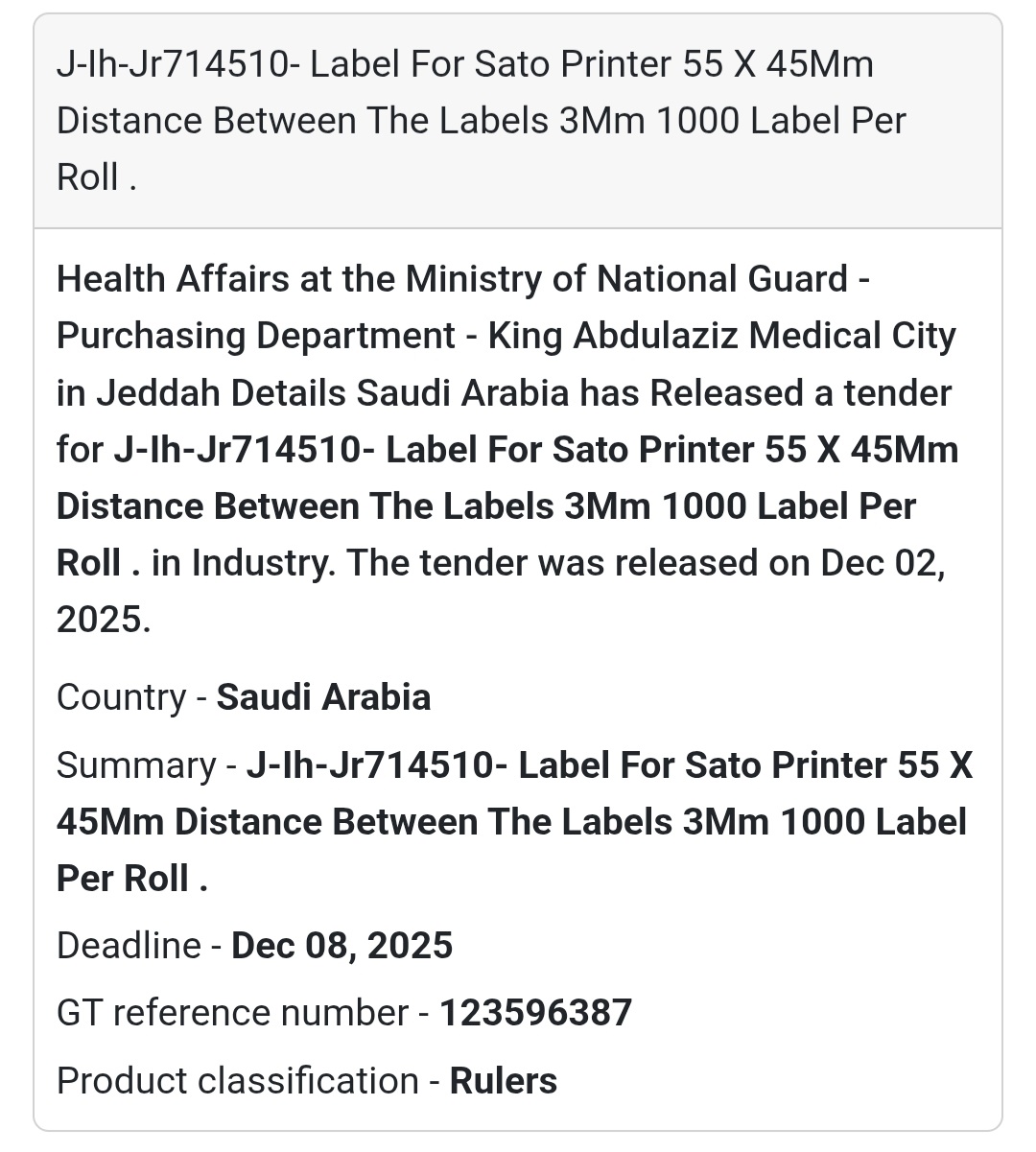 🚨 New Tender Alert – Saudi Arabia 🇸🇦