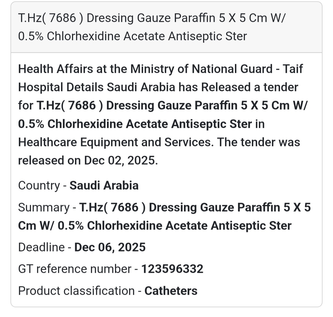 📢 New Tender Alert – Saudi Arabia