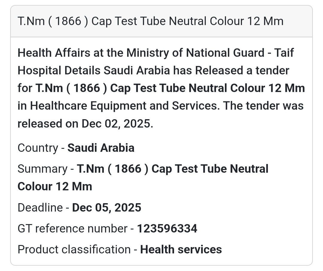 📢 New Tender Alert – Saudi Arabia