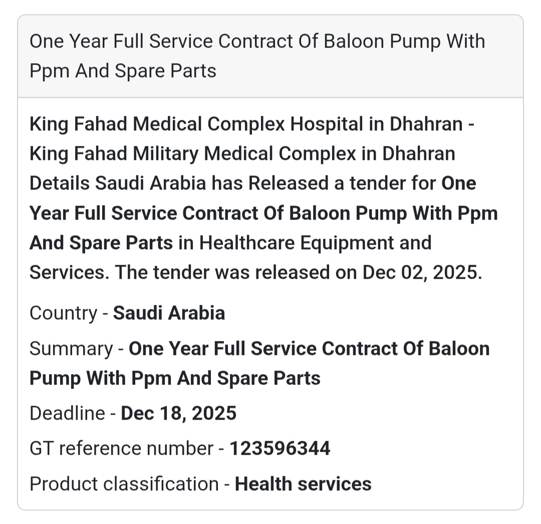📢 New Tender Alert – Saudi Arabia
