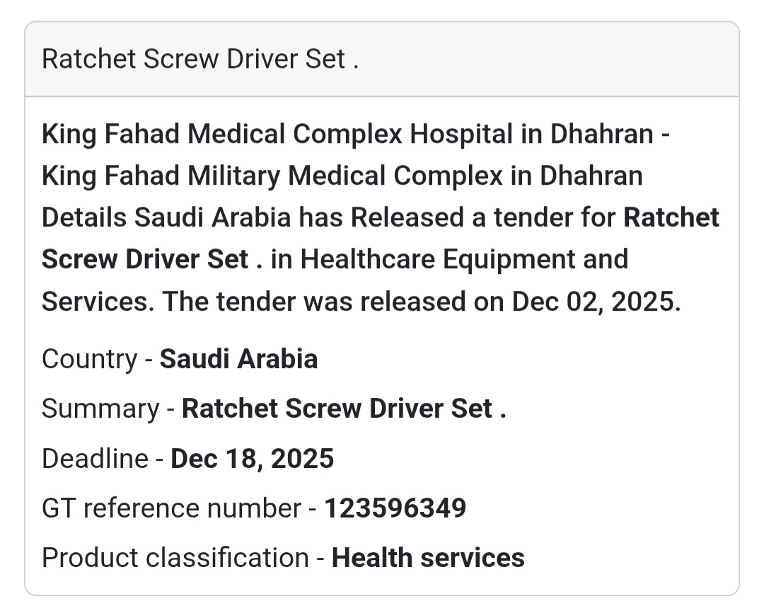 📢 New Tender Alert – Saudi Arabia