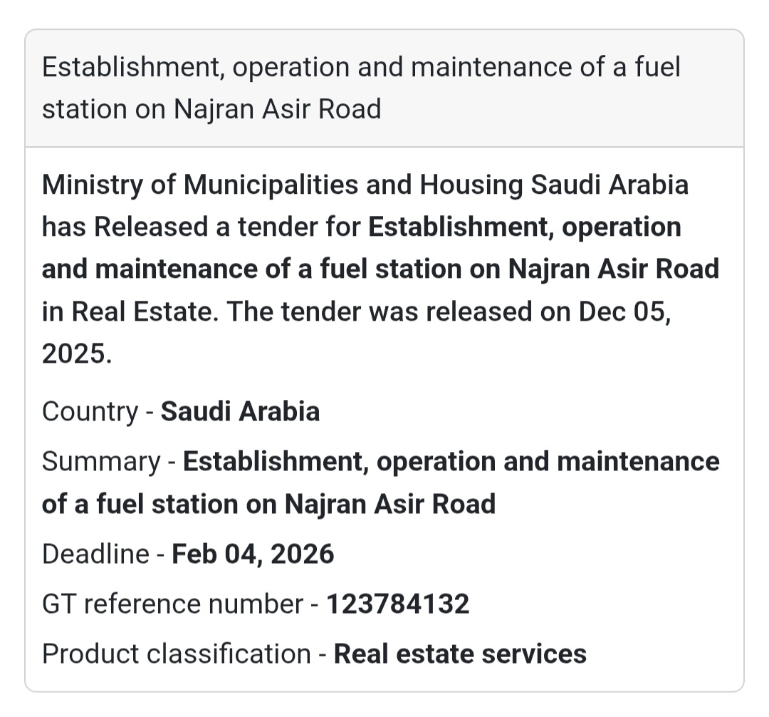 🚨 New Tender Alert – Saudi Arabia 🌍