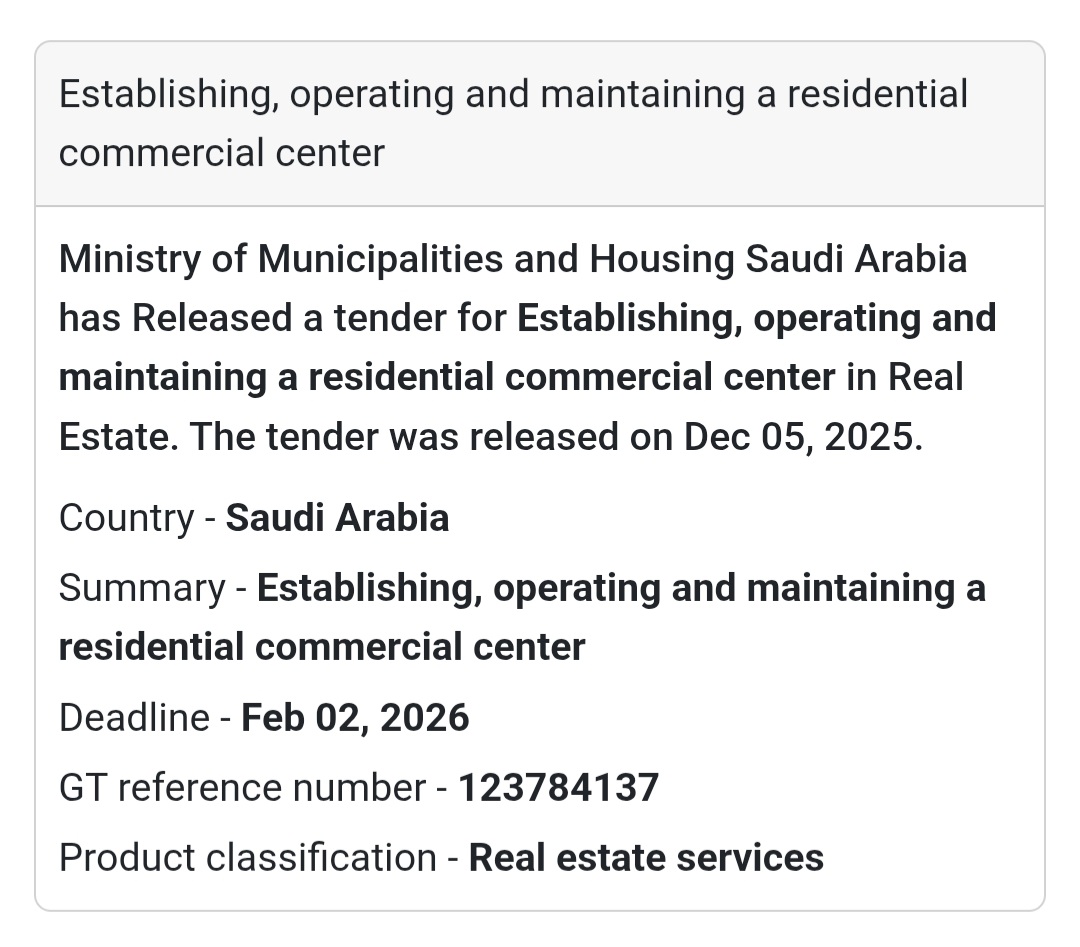 🚨 New Tender Alert – Saudi Arabia 🌍