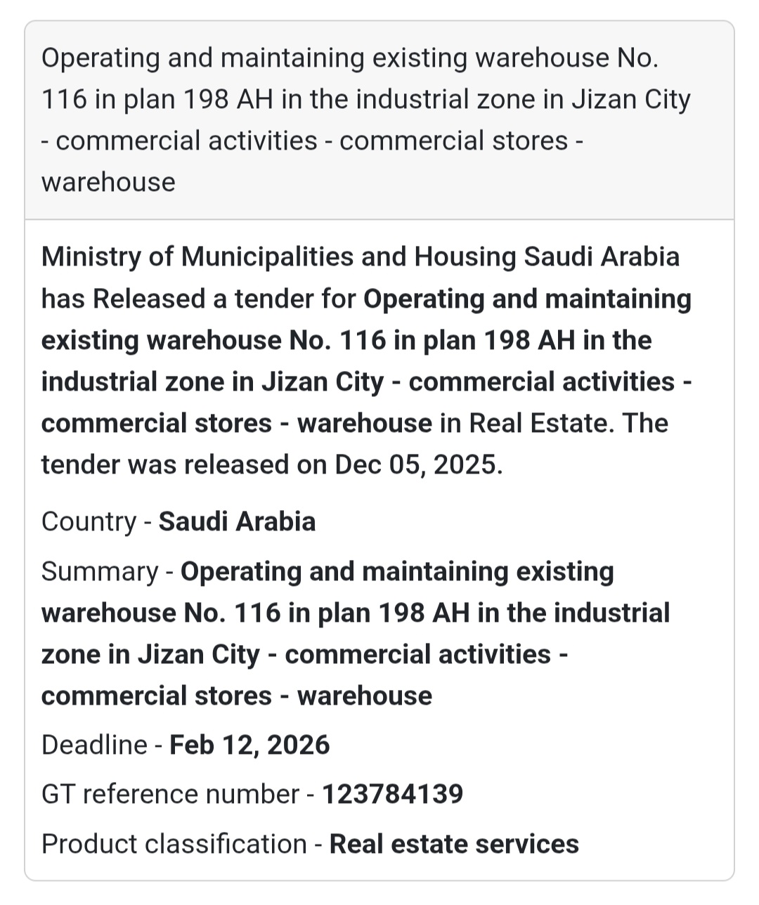 🚨 New Tender Alert – Saudi Arabia 🌍