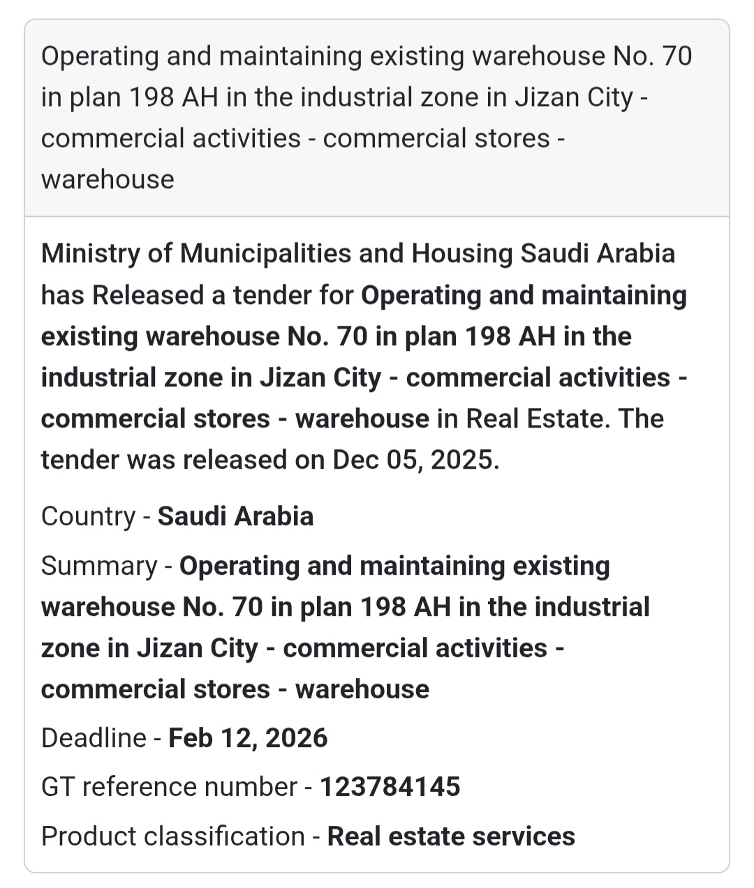 🚨 New Tender Alert – Saudi Arabia 🌍