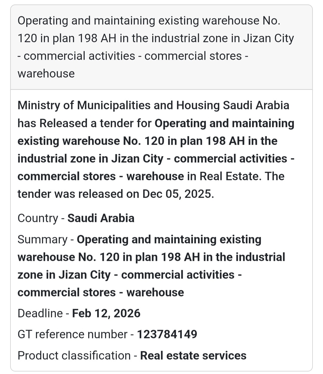 🚨 New Tender Alert – Saudi Arabia 🌍