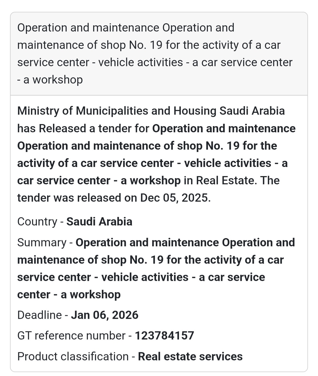 🚨 New Tender Alert – Saudi Arabia 🌍