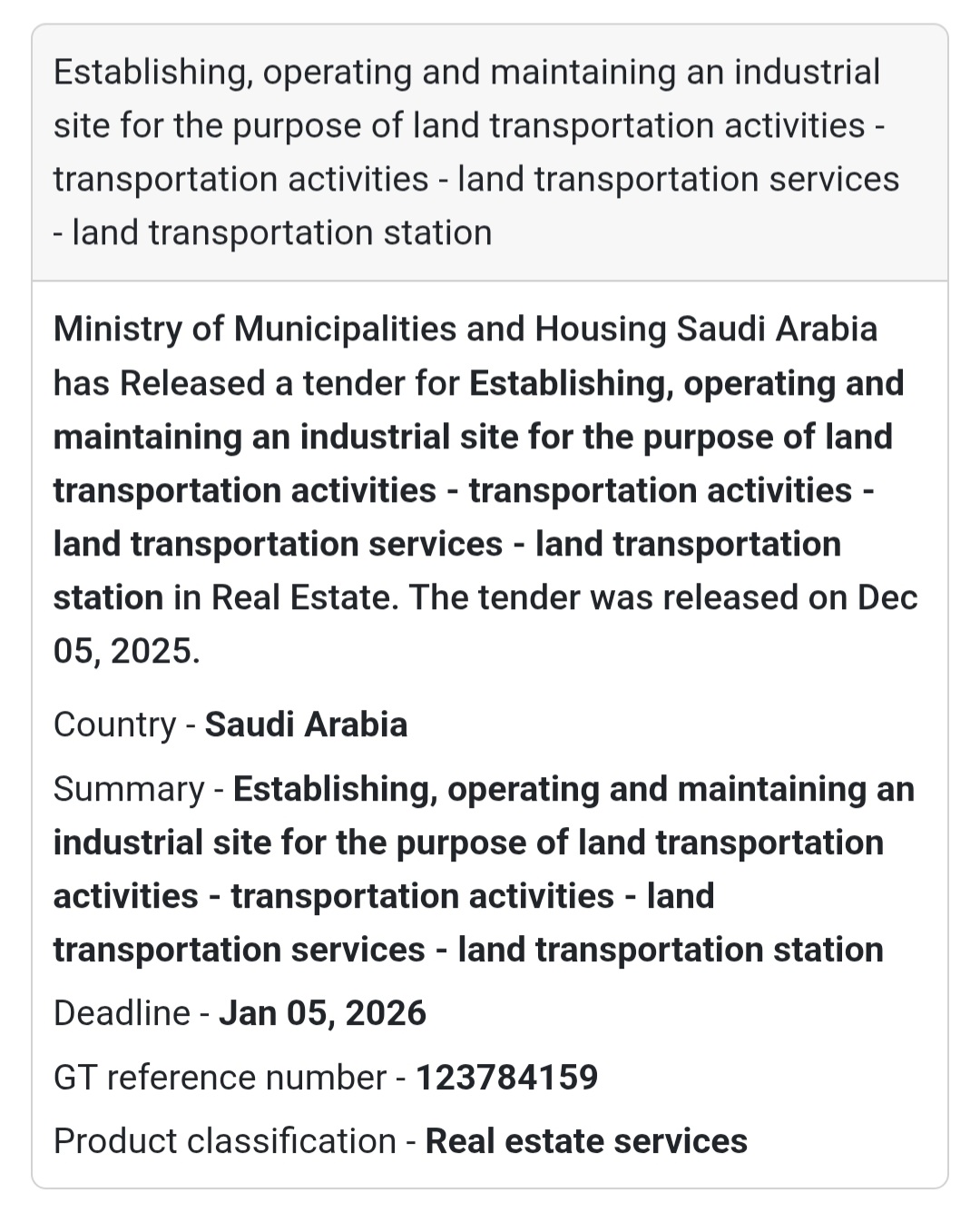 🚨 New Tender Alert – Saudi Arabia 🌍