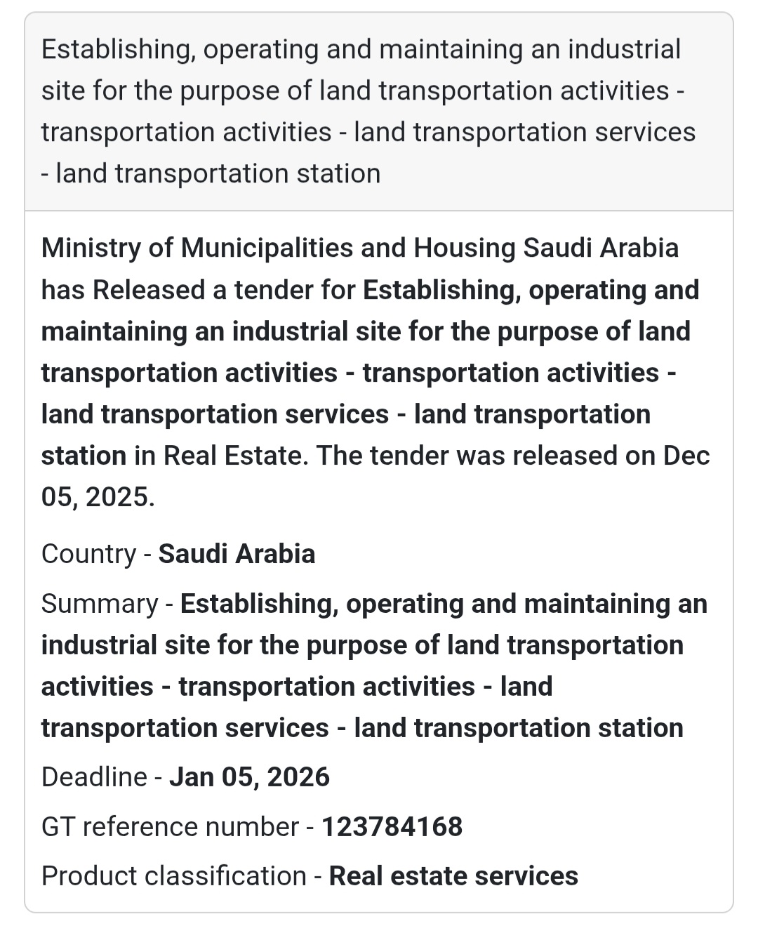 🚨 New Tender Alert – Saudi Arabia 🌍