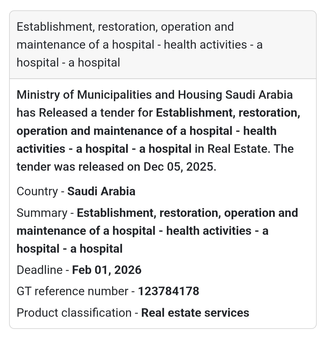 🚨 New Tender Alert – Saudi Arabia 🌍