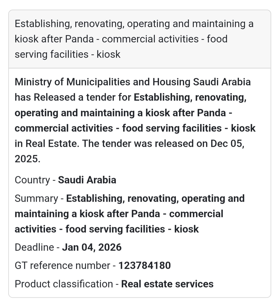 🚨 New Tender Alert – Saudi Arabia 🌍