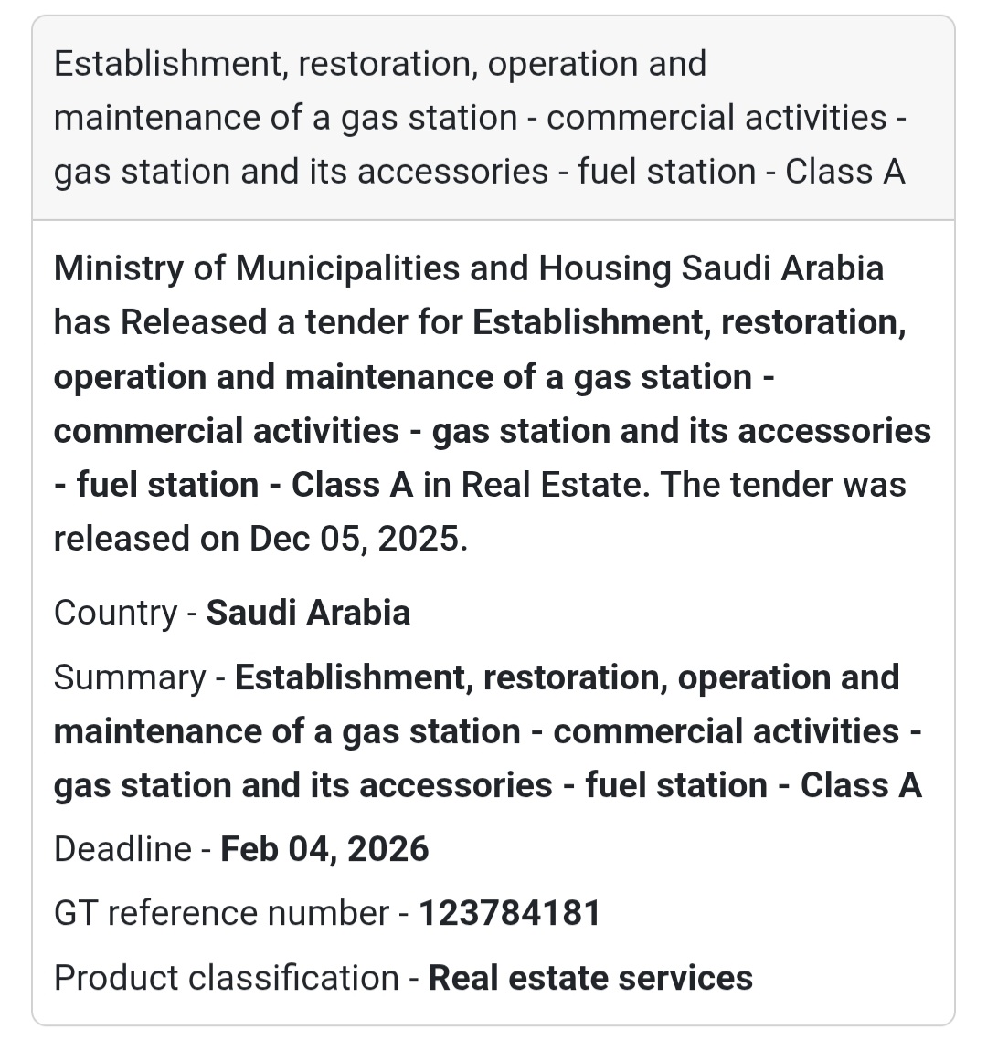 🚨 New Tender Alert – Saudi Arabia 🌍