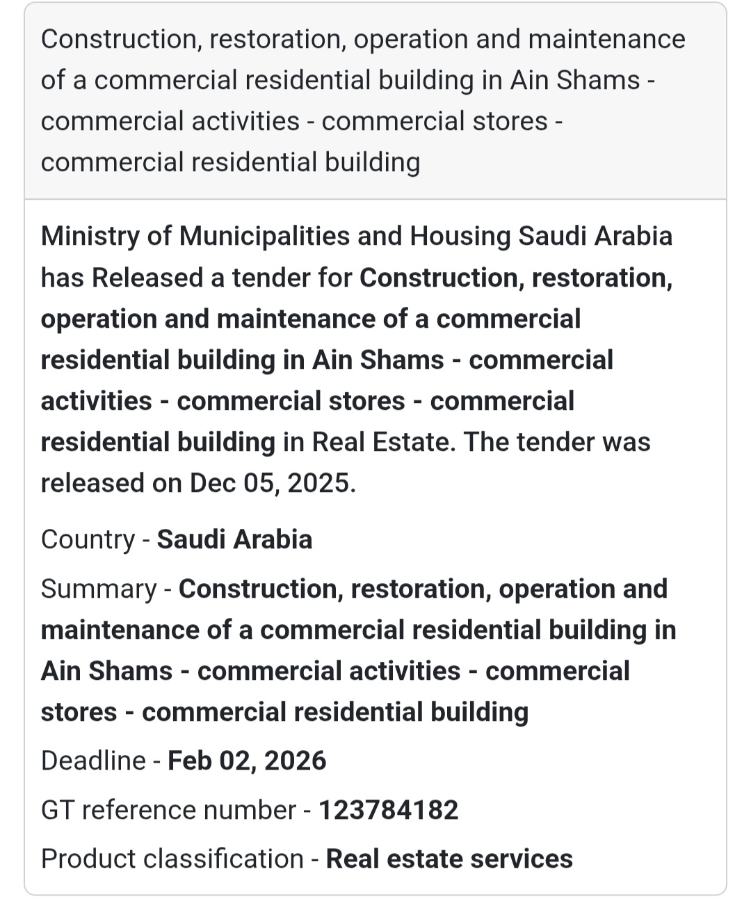 🚨 New Tender Alert – Saudi Arabia 🌍