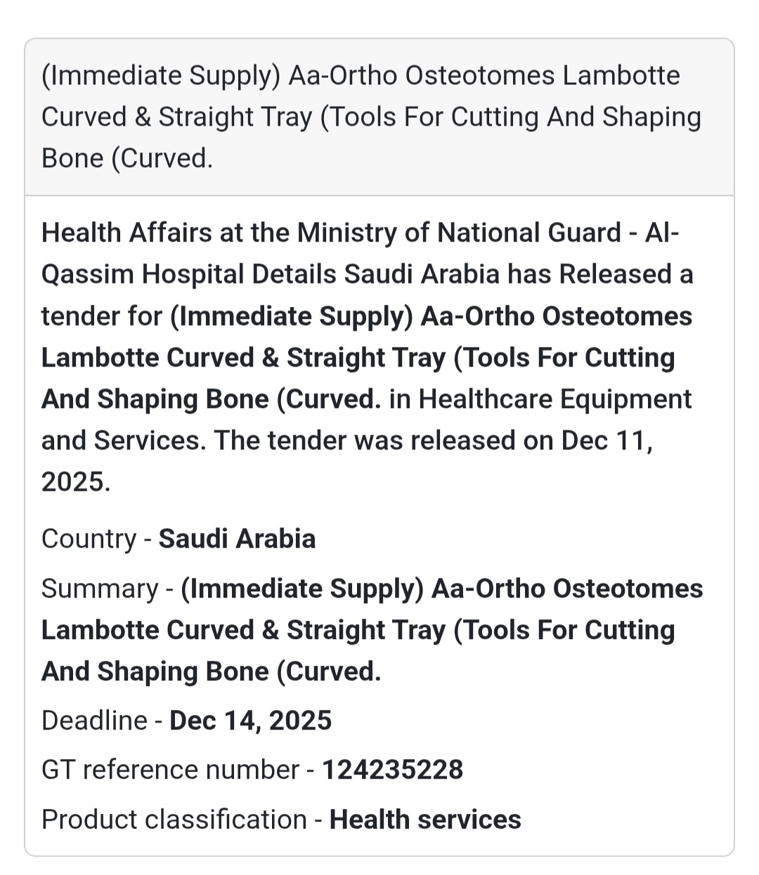 📢 New Tender Alert – Saudi Arabia