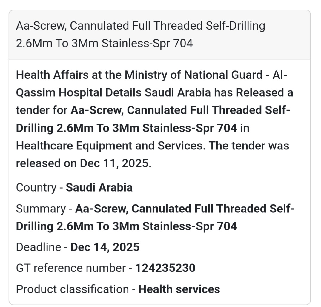 📢 New Tender Alert – Saudi Arabia
