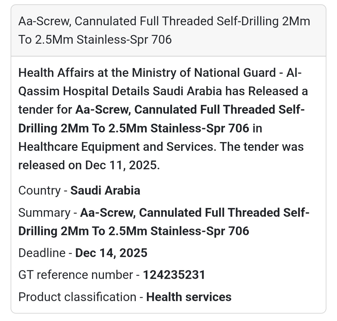📢 New Tender Alert – Saudi Arabia