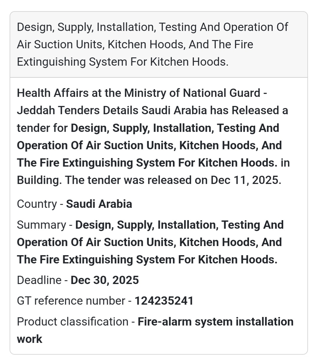 📢 New Tender Alert – Saudi Arabia