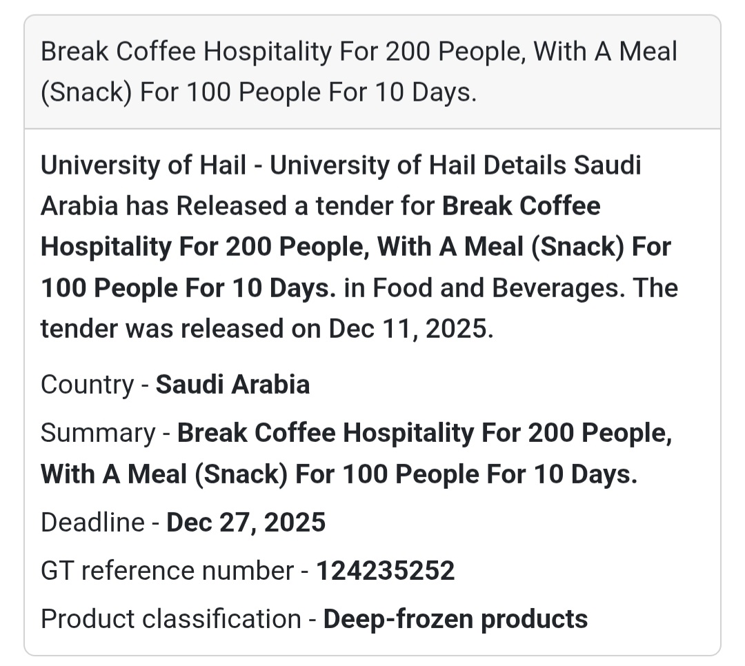 📢 New Tender Alert – Saudi Arabia