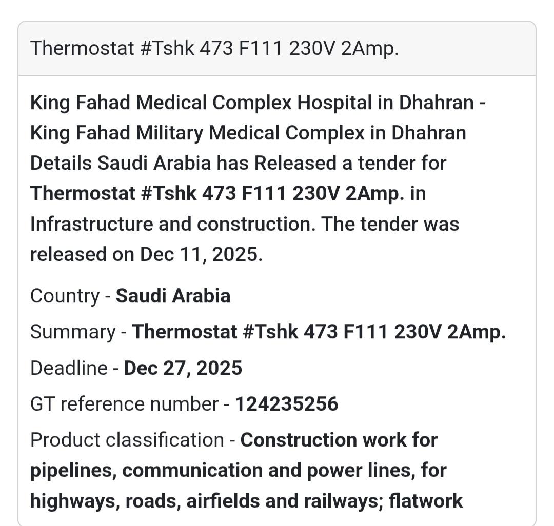 📢 New Tender Alert – Saudi Arabia