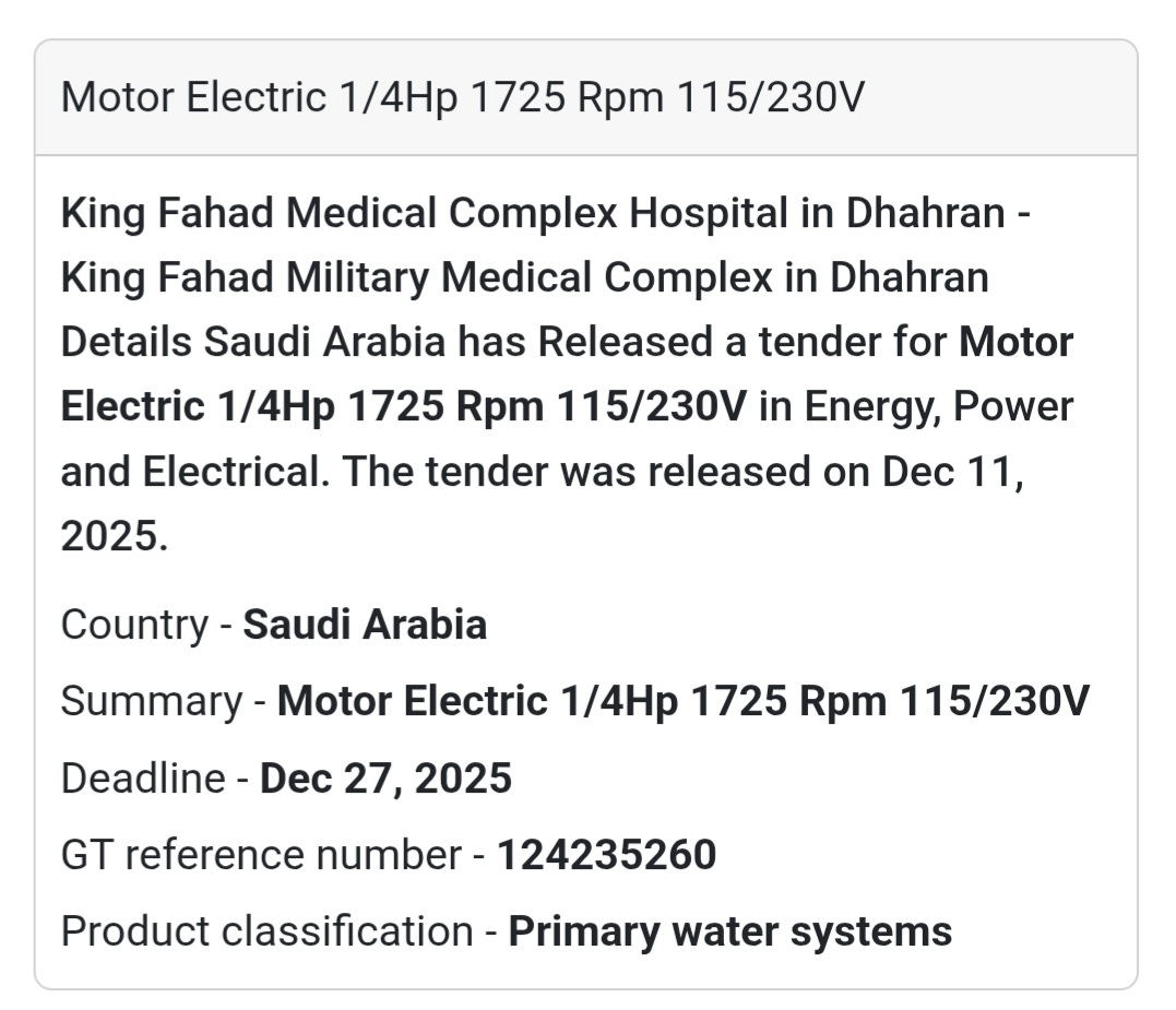 📢 New Tender Alert – Saudi Arabia