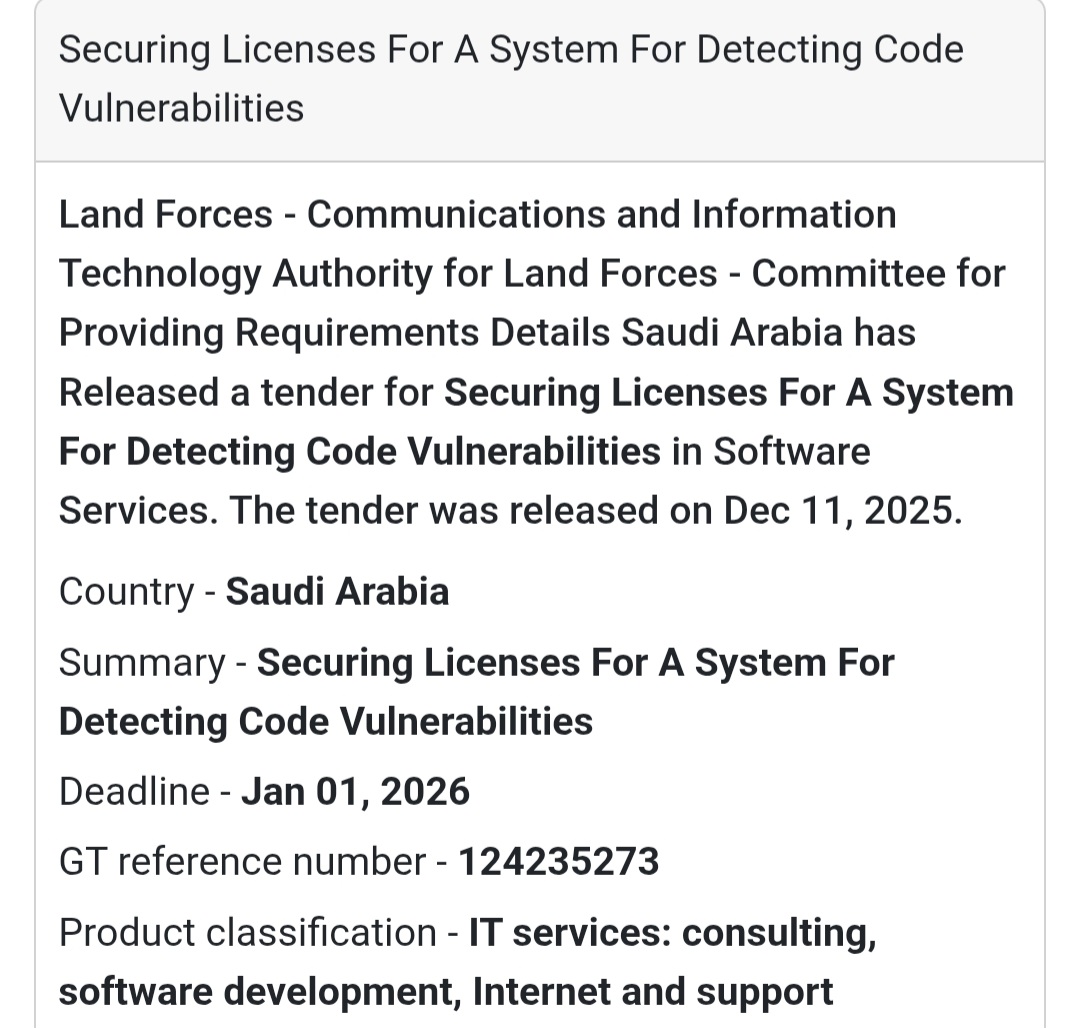 🚨 Cybersecurity Tender – Saudi Arabia 🇸🇦🔐
