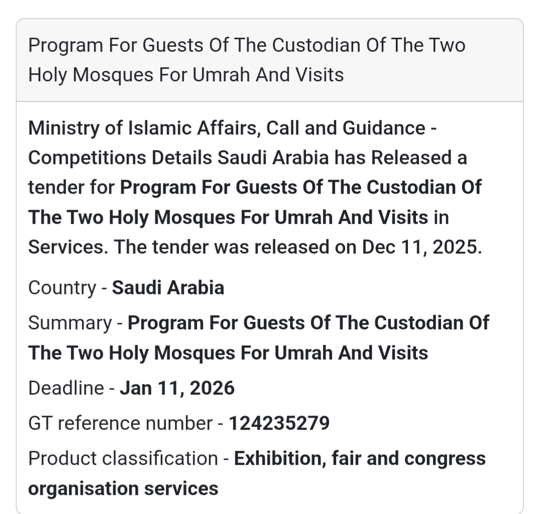 🕋 Event & Services Tender – Saudi Arabia 🇸🇦