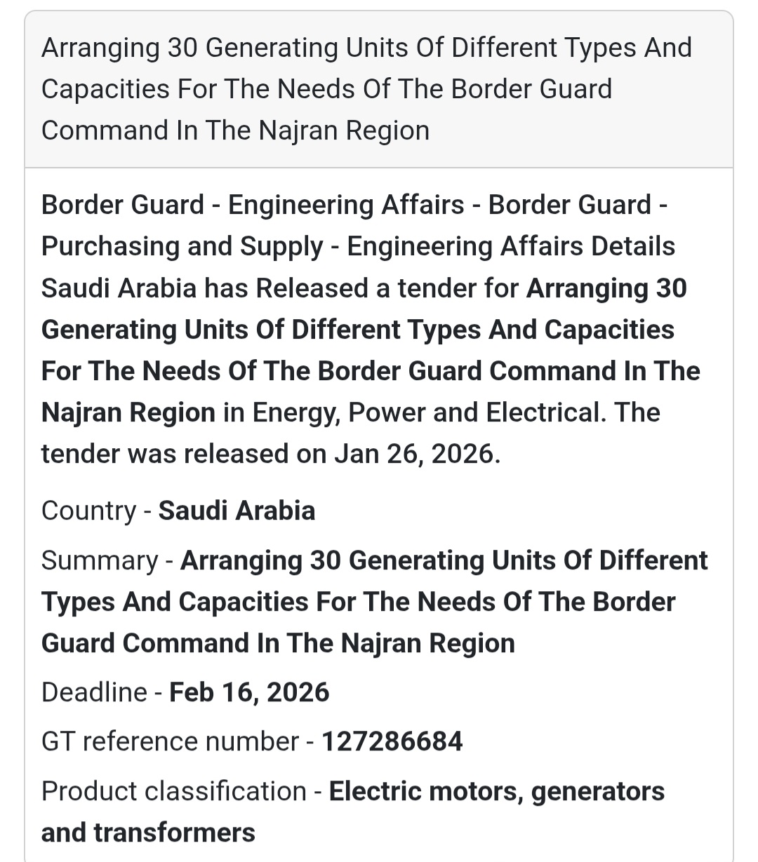 🇸🇦 New Tender Alert: Saudi Border Guard 🇸🇦  💡 Project Summary