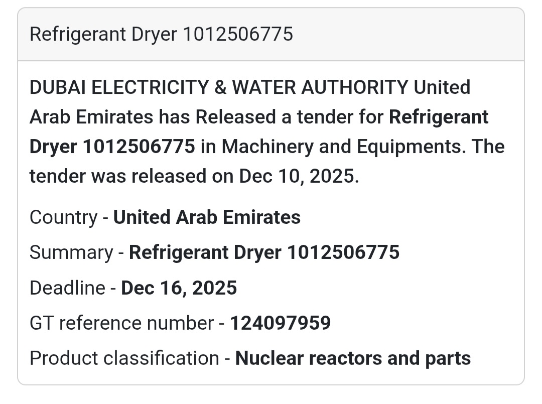 📢 New Tender Alert – UAE 🇦🇪