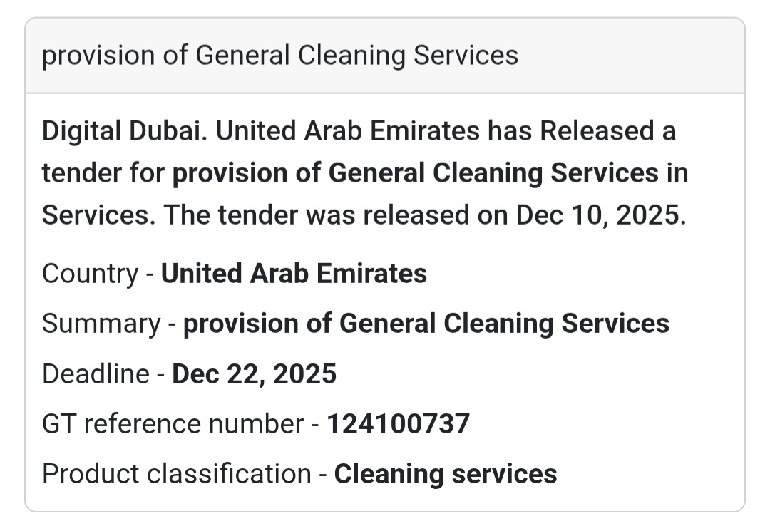 📢 New Tender Alert – UAE 🇦🇪