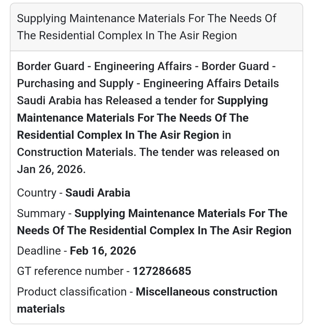 🇸🇦 New Tender Alert! 🇸🇦