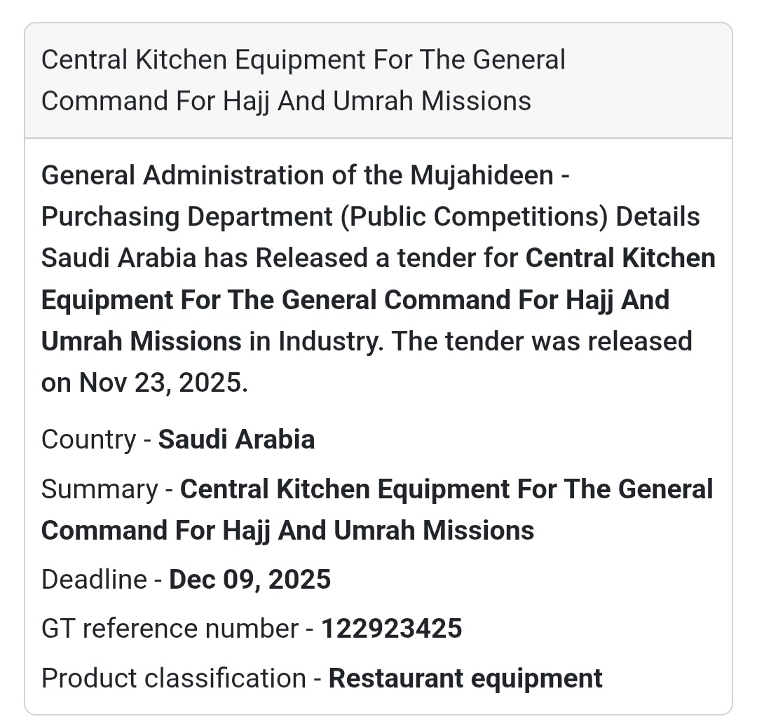 📢 New Tender Announcement – Saudi Arabia
