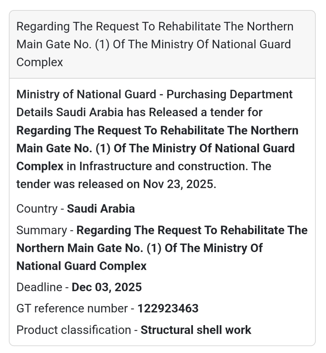 🏗️ New Tender Announcement – Saudi Arabia 🇸🇦