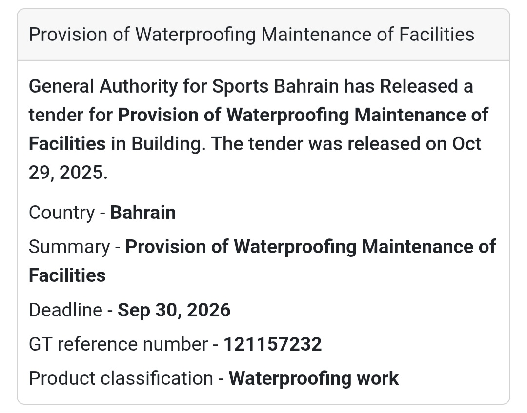 💧🏗️ New Tender Announcement!