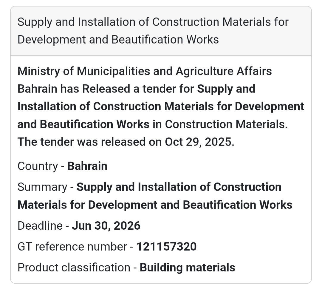 💧🏗️ New Tender Announcement!