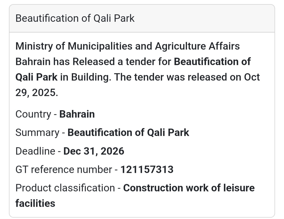 📢 New Tender Opportunity – Bahrain 🇧🇭