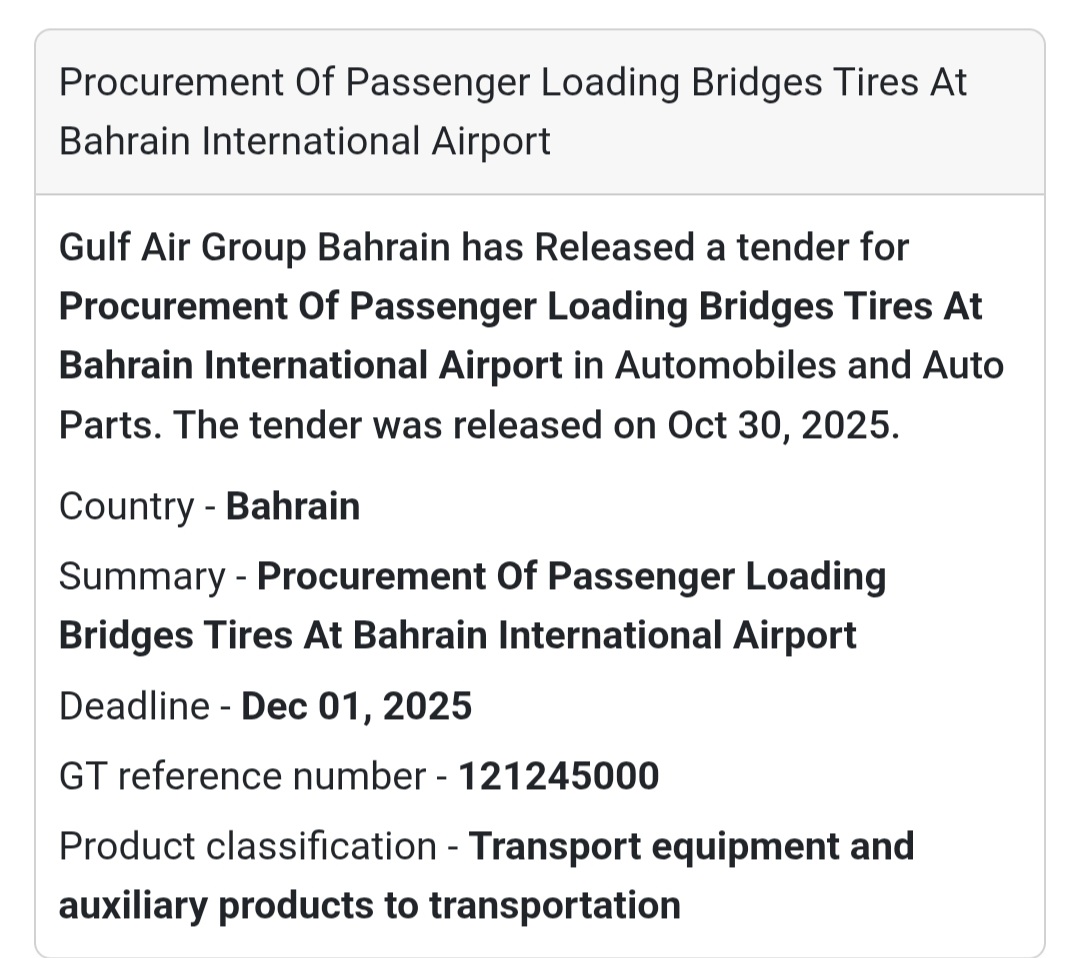 📢 New Tender Opportunity – Bahrain 🇧🇭