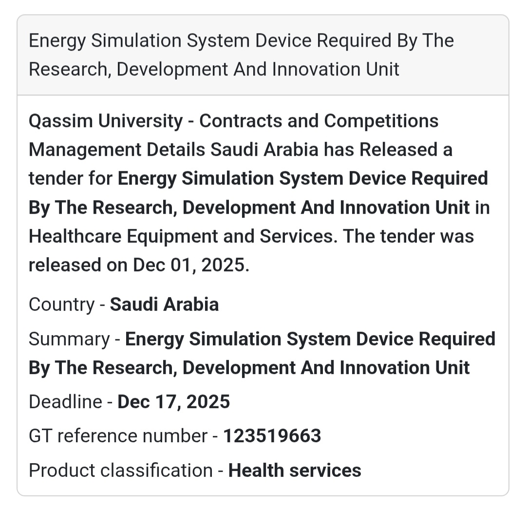 🔬 New Tender Opportunity – Saudi Arabia 🇸🇦 Qassim University has issued a tender for an