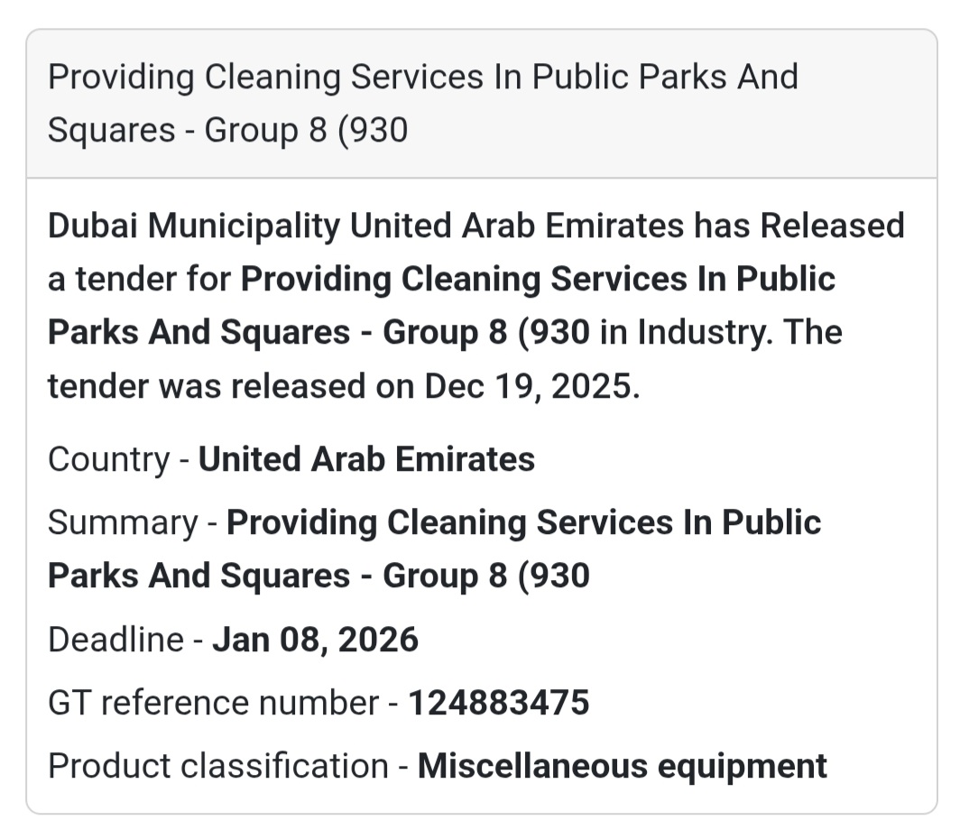 📢 New Tender Opportunity – UAE 🇦🇪