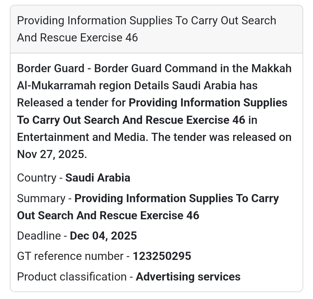 🏗️ New Tender Release – Saudi Arabia 🇸🇦