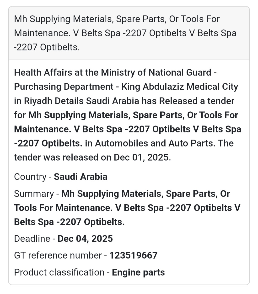 🔧 New Tender Release – Saudi Arabia 🇸🇦