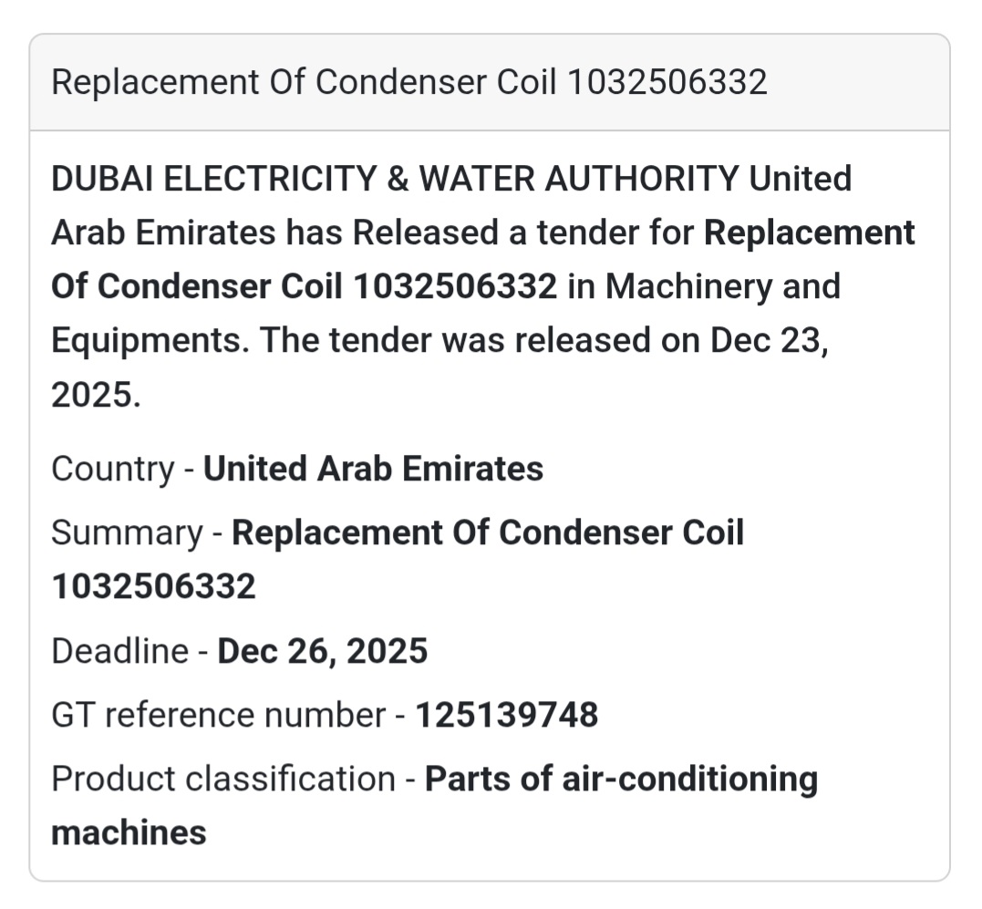 📢 New Tender | UAE (DEWA)